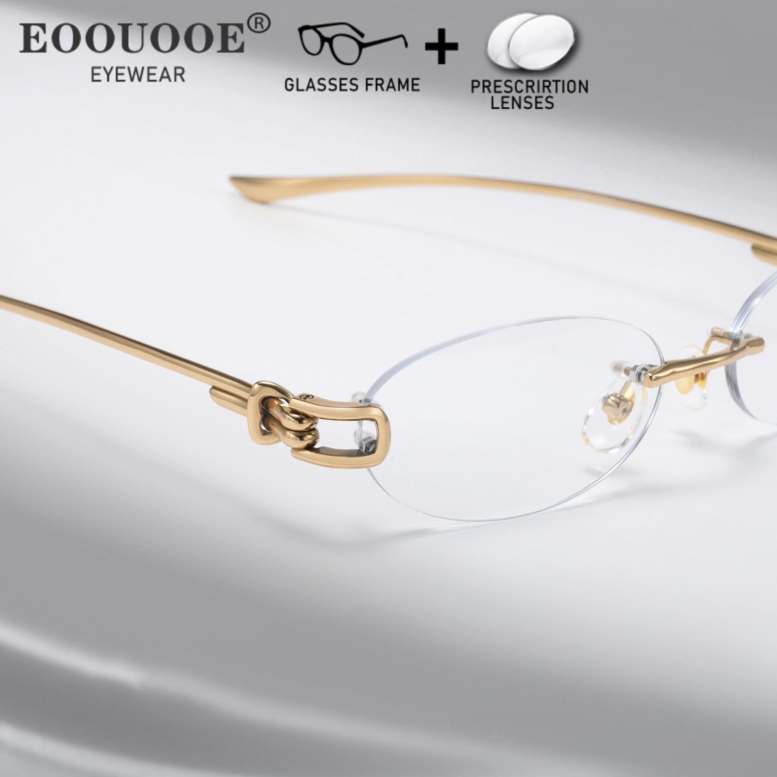 新しいデザインのファッション男性女性リムレスメガネ楕円スクリ - Men'S Fashion Rimless Glasses のレビューと価格