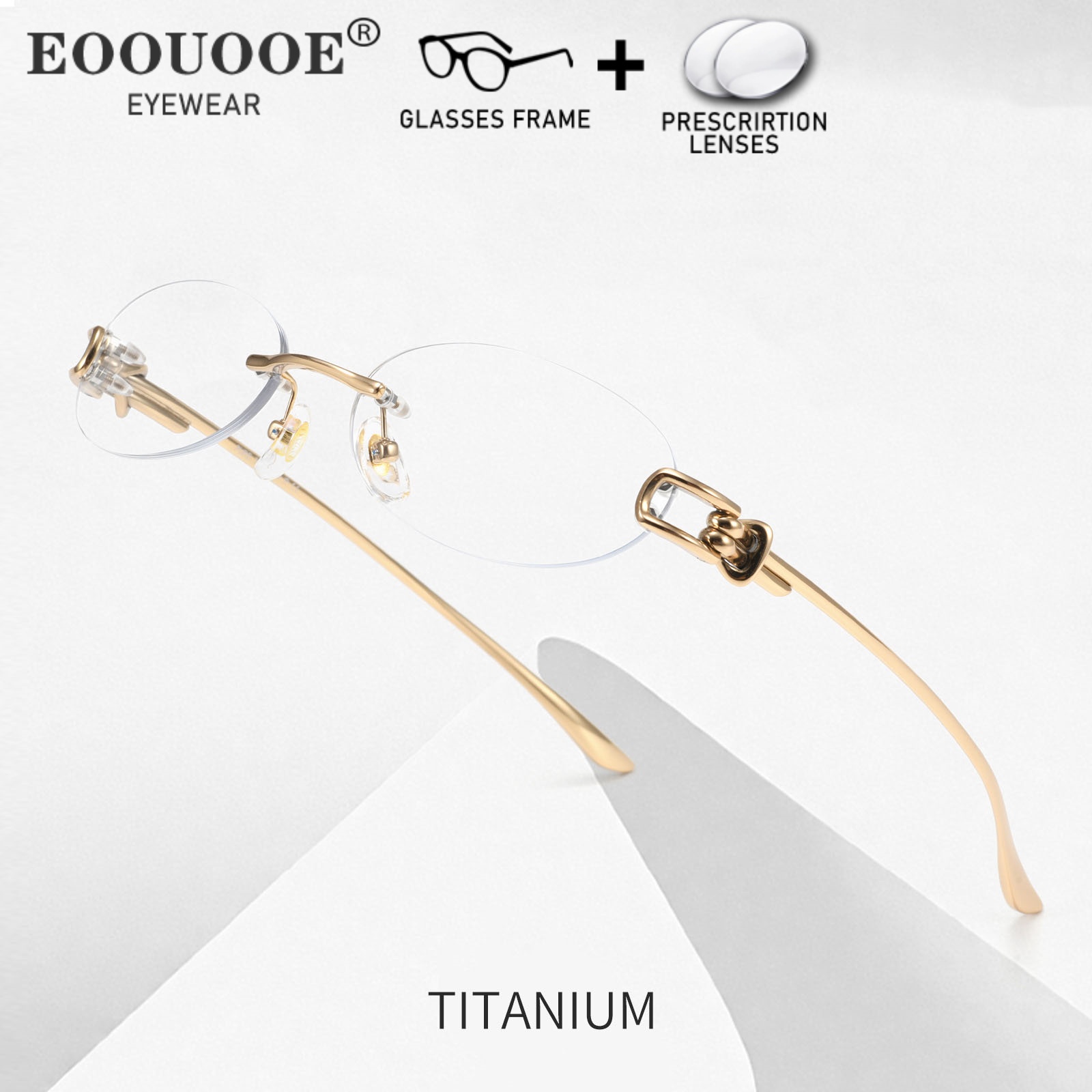 新しいデザインのファッション男性女性リムレスメガネ楕円スクリ - Men'S Fashion Rimless Glasses のレビューと価格