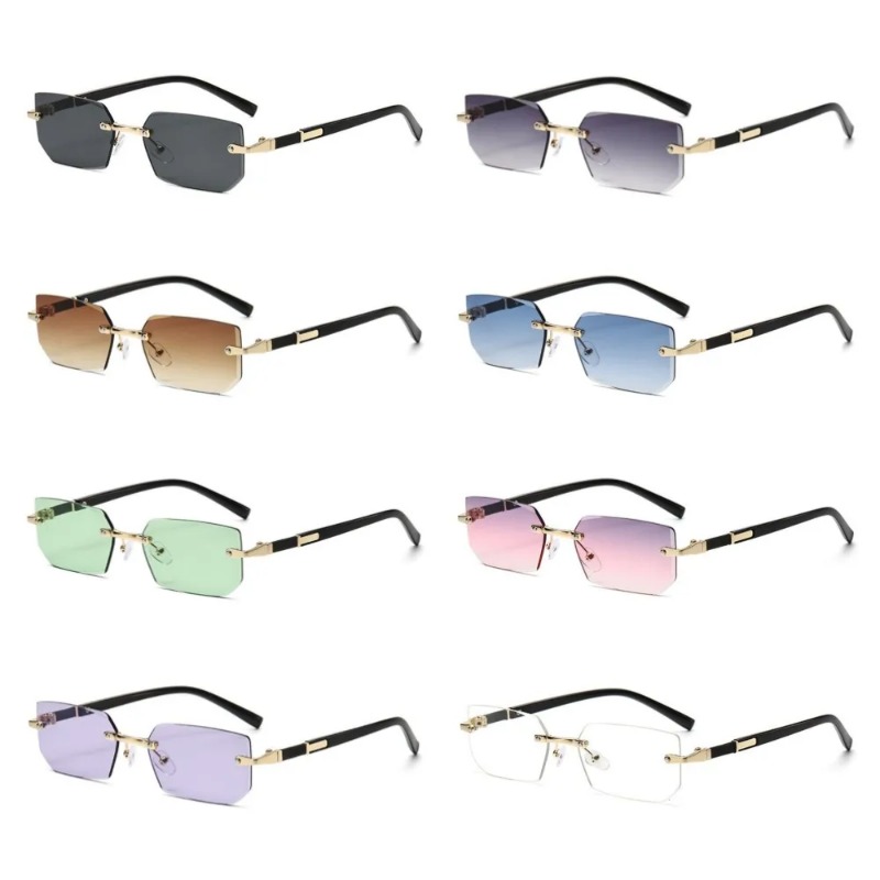 トレンディなリムレスサングラス メンズ レディース 小型長方 - Men'S Fashion Glasses のレビューと価格